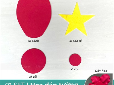 Set phụ kiện tự làm Hoa cờ Việt Nam [Loại đẹp - 3 Size] 35-45cm SET-DIY-06